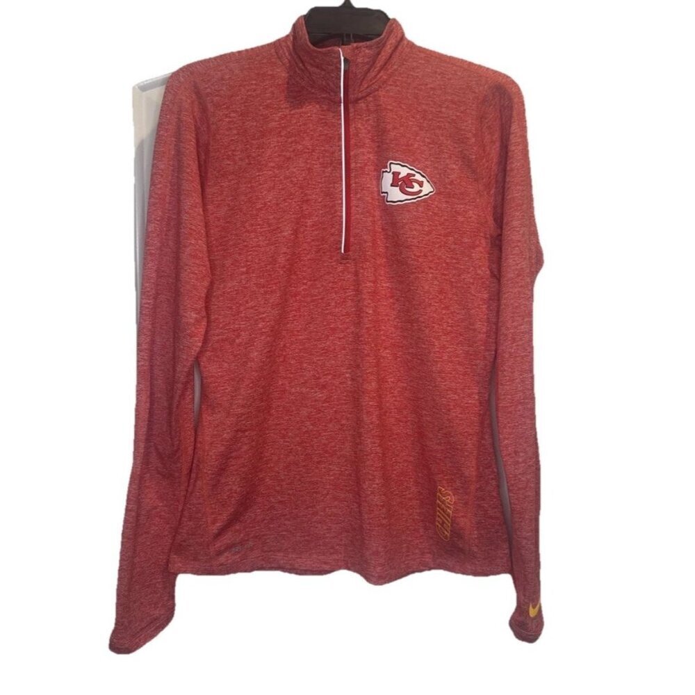 Team Apparel Nike Dri Fit Red‎ 1/4 Zip Kansas City Chiefs Long Sleeve Shirt Sz M